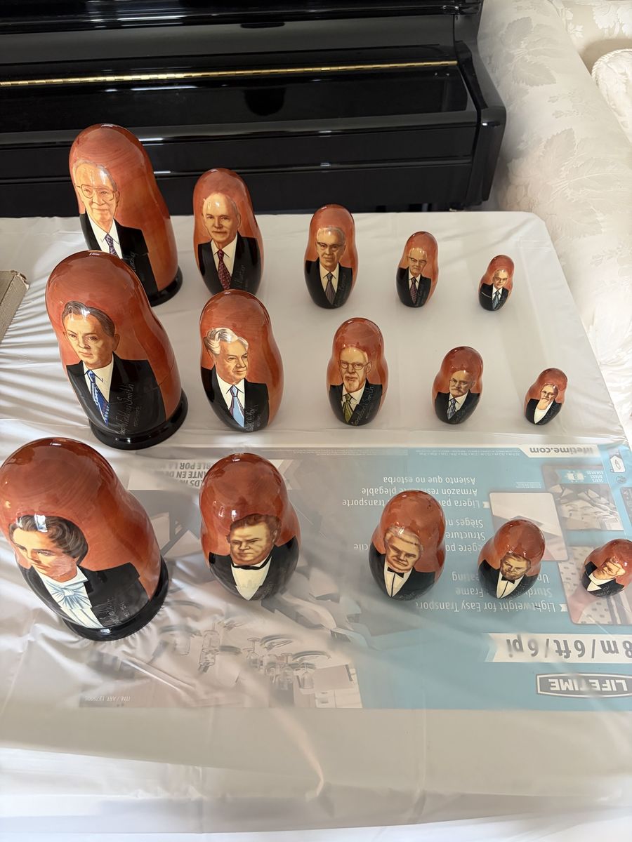 Hand Painted LDS Prophet Nesting Dolls Complete Set through 1995