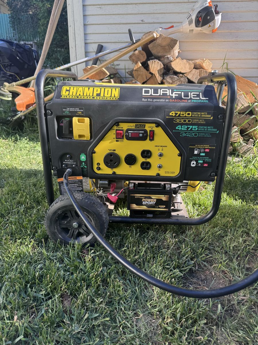 Champion Dual Fuel Portable Generator - Gasoline/Propane, IntelliGauge