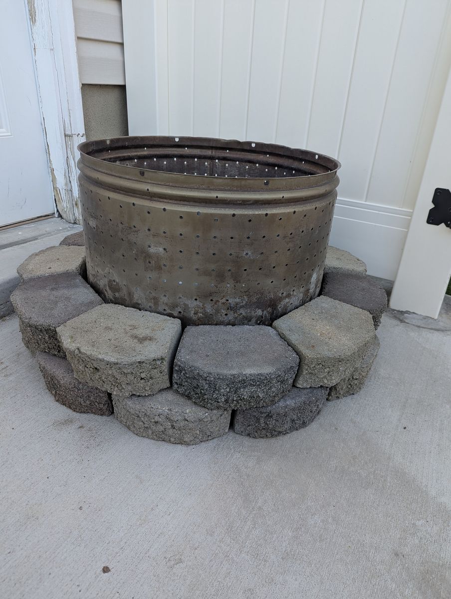 In ground fire pit and bricks
