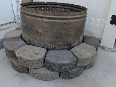 In ground fire pit and bricks