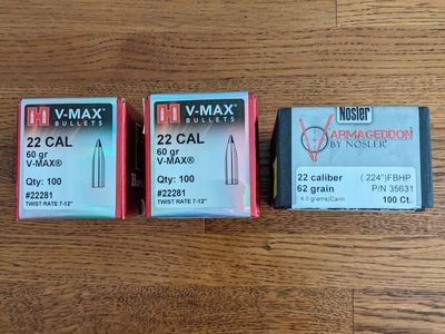 22 (.224) Caliber Bullets