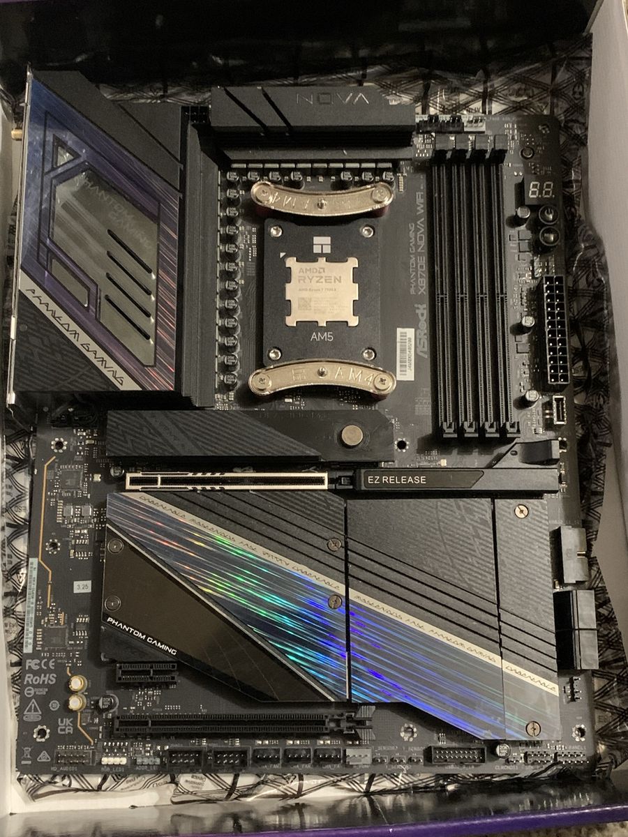 Pics soon!ASRock X870E Nova WiFi Motherboard with AMD Ryzen 7 7700X CPU , Zotac 3080 Trinity 10g GPU