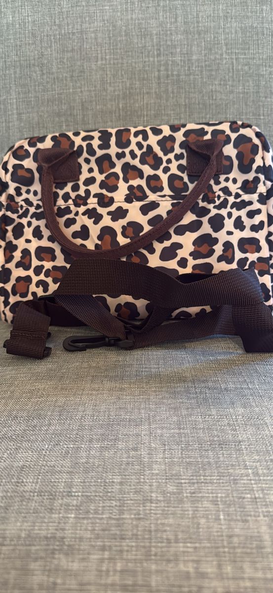 Leopard Print Insulated Lunch Bag with Shoulder Strap, Animal Print Cooler Tote