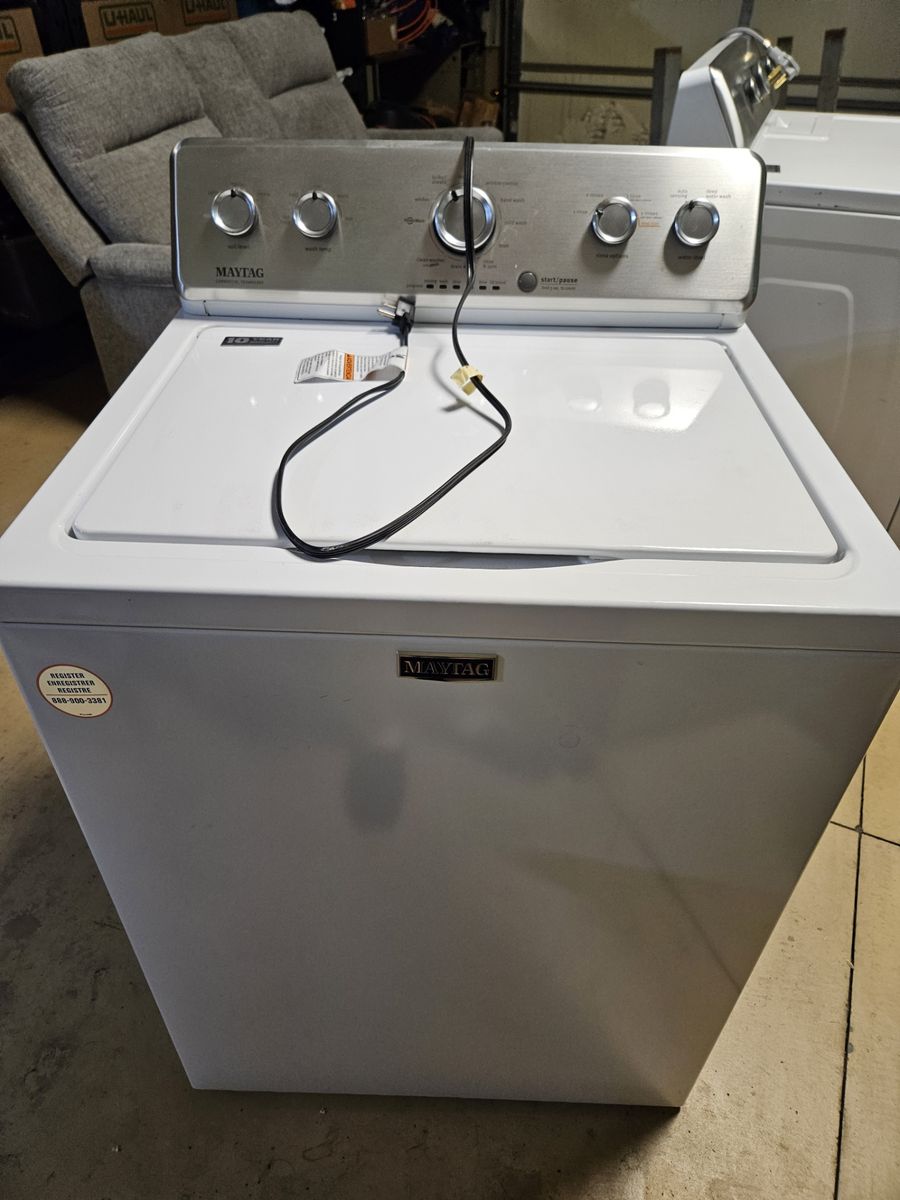 Matching Maytag® 4.2 Cu. Ft. White Top Load Washer & Large Capacity Top Load Dryer with Wrinkle Control – 7.0 cu. ft.