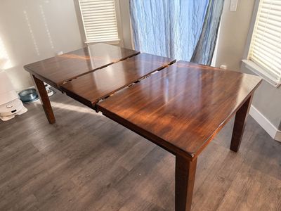 Full Wooden Dining Table With Leaf - Seats 8