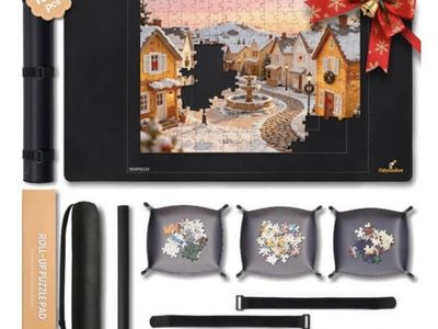 Odyssolve Roll-Up Jigsaw Puzzle Mat 300-1500 Pieces with Storage Bag and Sorting Trays