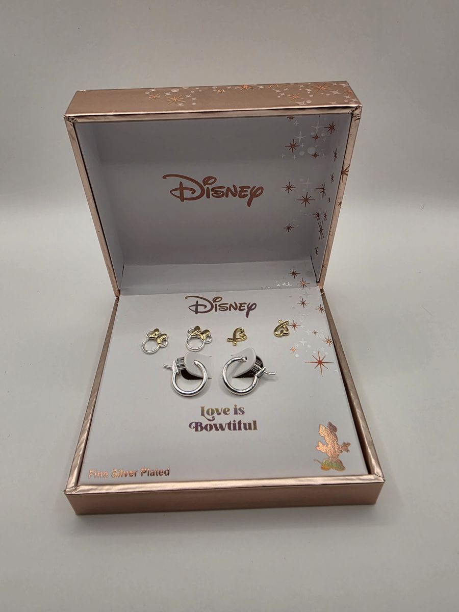 Disney Fine Silver Plated Earring Set New