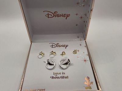 Disney Fine Silver Plated Earring Set New