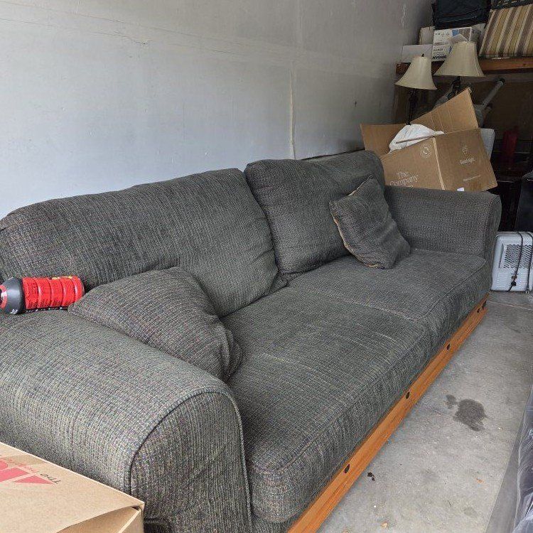 2 custom green couches