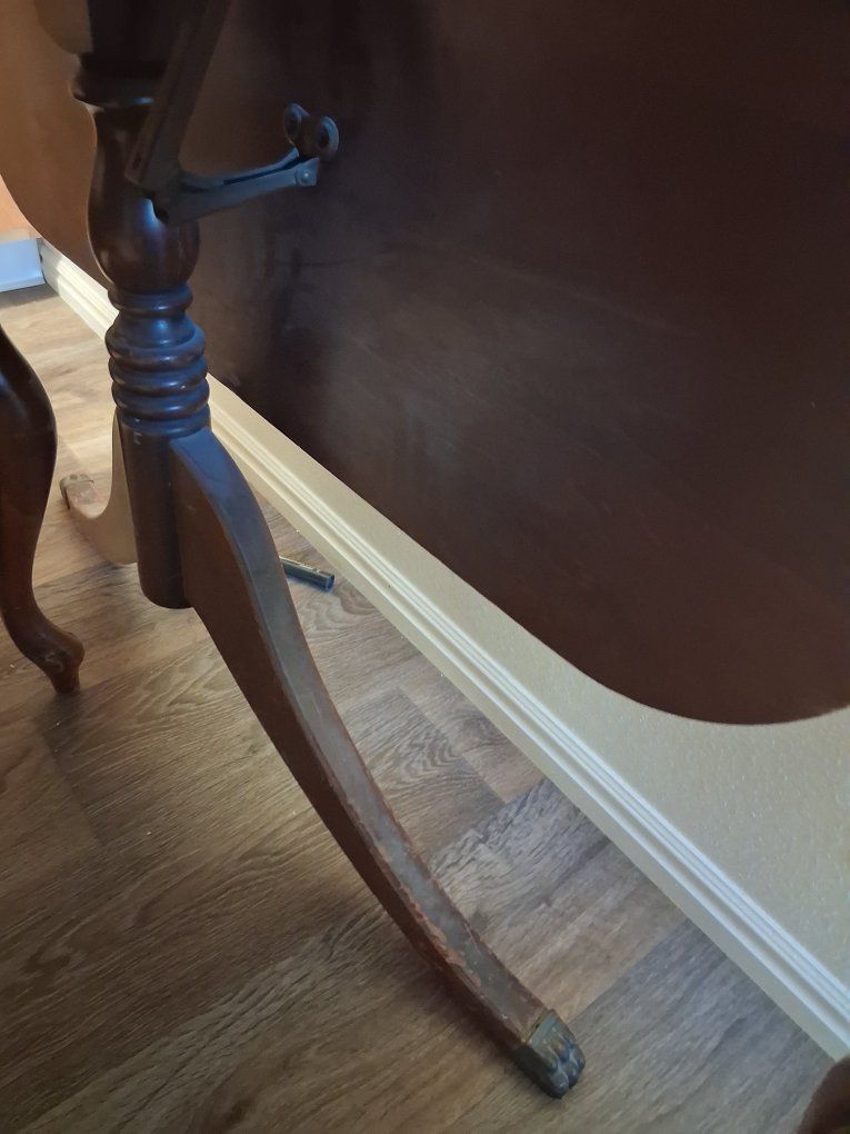Vintage Wooden Drop Leaf Dining Table with Claw Feet