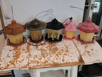 Set of 5 Hanging Bird Feeders - Various Colors and Styles