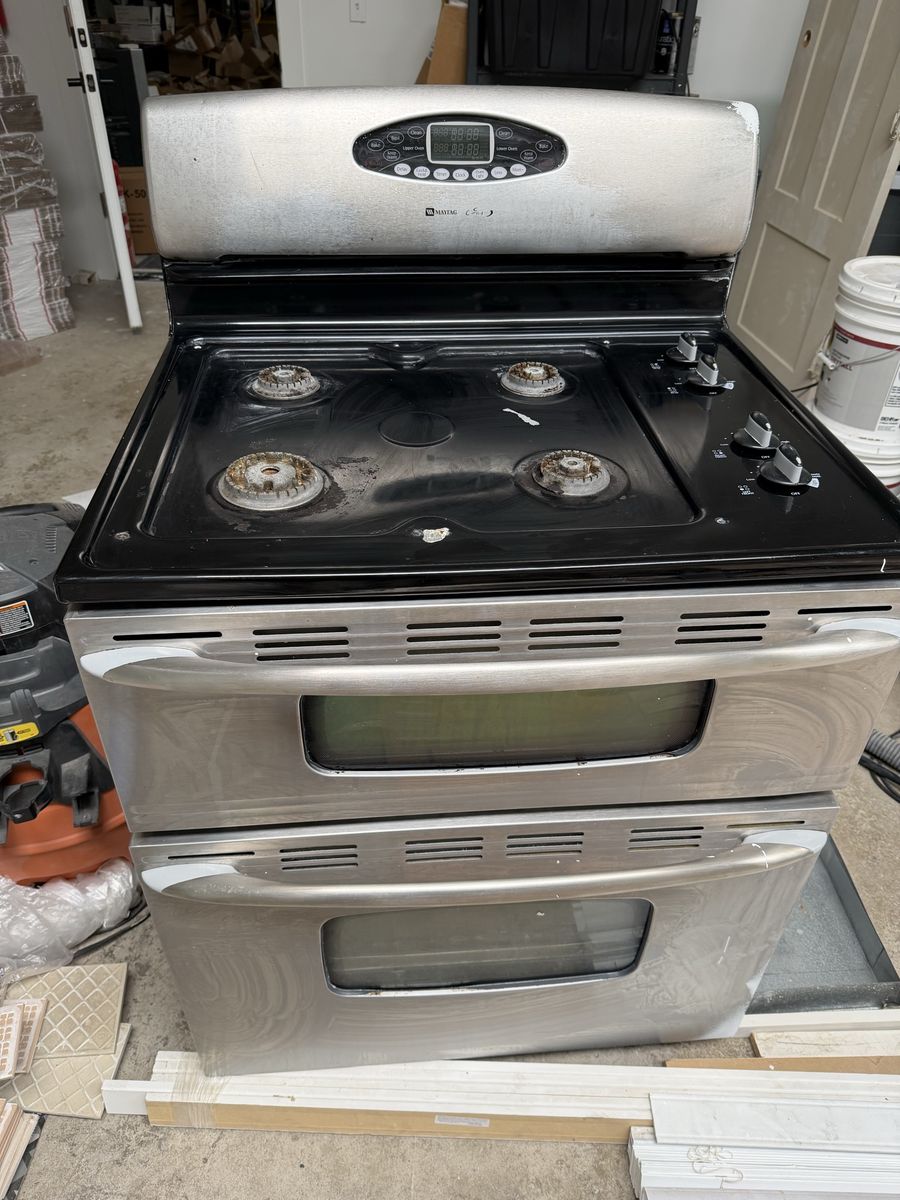 Maytag Gemini Stainless Steel Double Oven Gas Range Cooktop