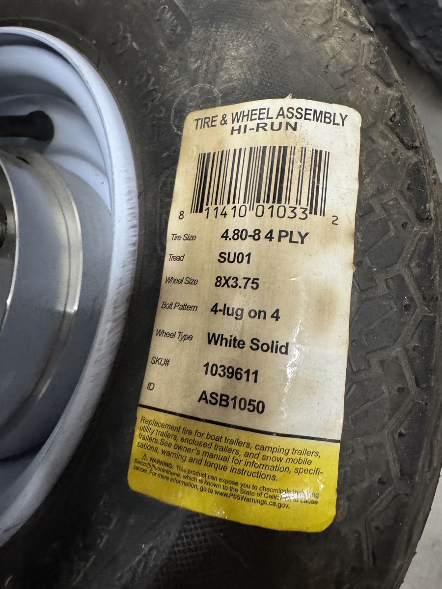 New 4.80-8 Wheels And Tires