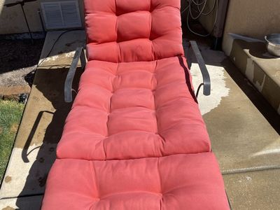 Outdoor Patio Chaise Lounge Chair with Wheels & Adjustable Back - Red Cushion