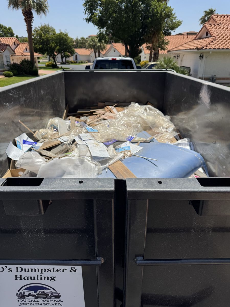 Driveway safe 15 yard dumpster rental and moving service!