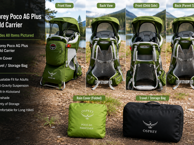 Osprey Poco AG Plus Child Carrier w/ Rain Cover & Travel Bag