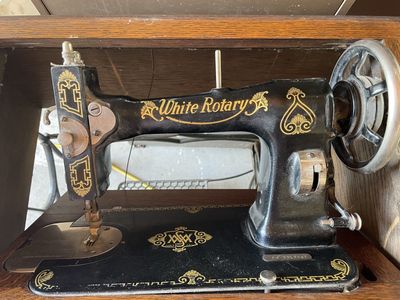 Vintage White Treadle Sewing Machine