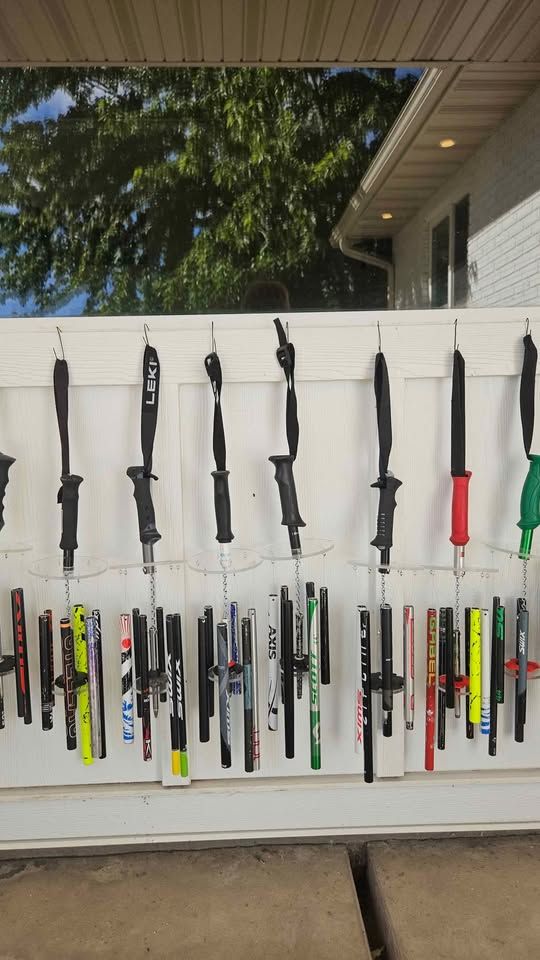 Hand made ski pole wind chimes