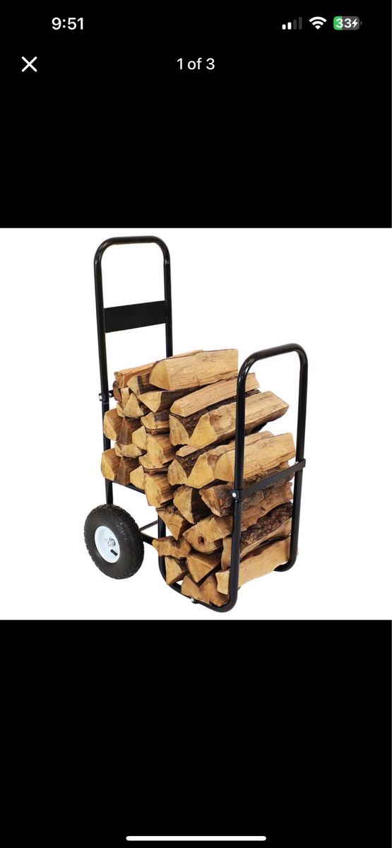 Firewood Log Cart - Sunnydaze Outdoor  Wood Cart