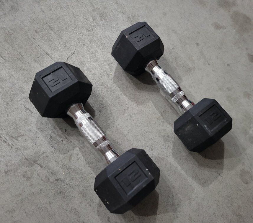 CAP Barbell, 12lb Coated Rubber Hex Dumbbell, Pair