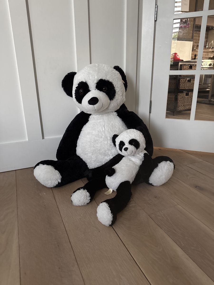 Large & Small Plush Panda Bear Stuffed Animals - Cuddly Black & White Toy Set