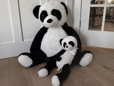 Large & Small Plush Panda Bear Stuffed Animals - Cuddly Black & White Toy Set