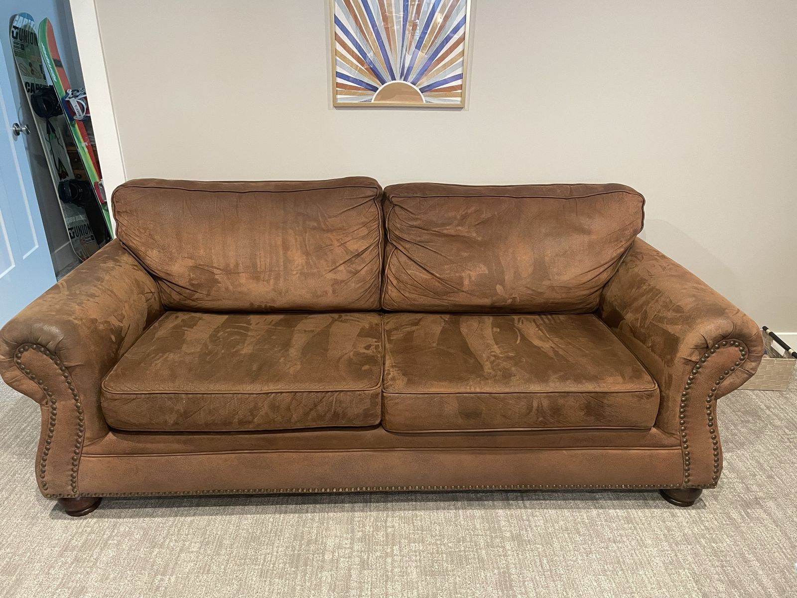 Brown Suede Sofa
