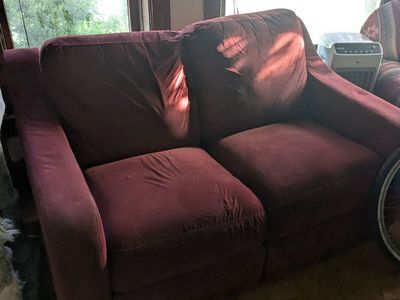 Red couch, very comfy