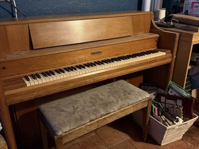 Mason & Hamlin Wood Upright Piano with Matching Storage Bench