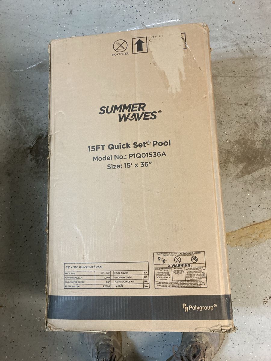 Summer Waves 15' x 36" Quick Set Pool, Model P1Q01536A, New in Box