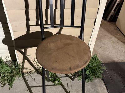 Black Metal Bar Stool, Counter Height, Padded Seat