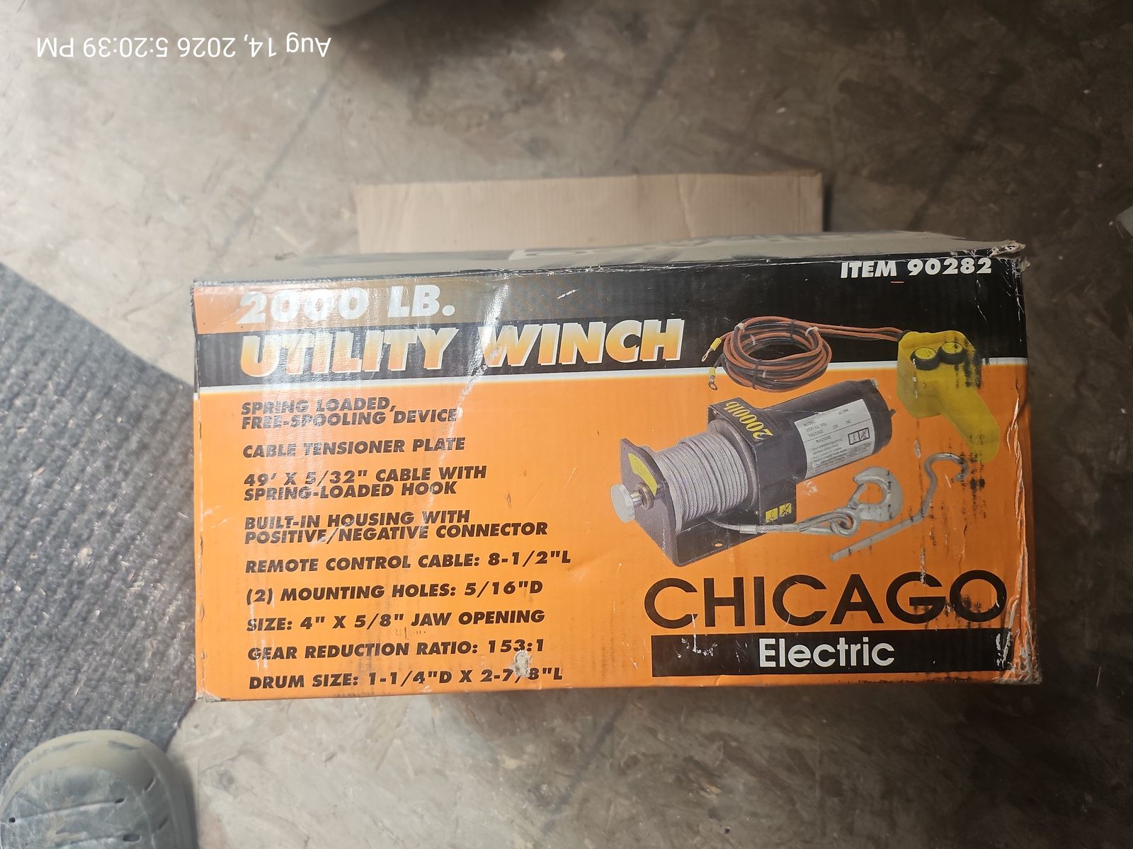 Chicago Electric 2000 lb Utility Winch Item 90282 New in Box