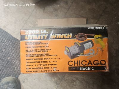 Chicago Electric 2000 lb Utility Winch Item 90282 New in Box
