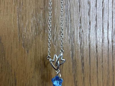 Silver-tone Chain Necklace with Blue Flower Charm