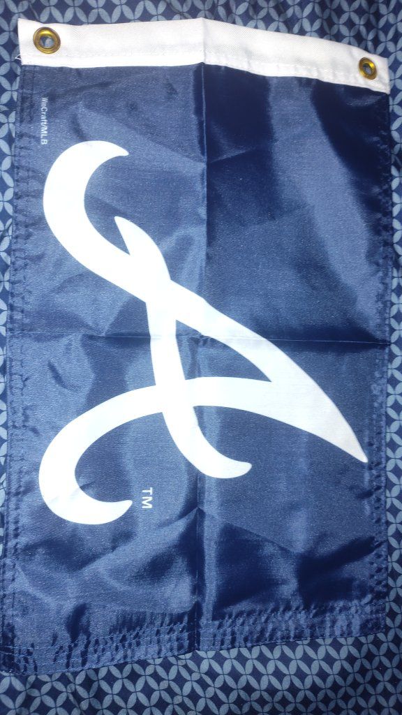 Atlanta Braves MLB Flag Banner Navy Blue White Logo Pennant Wincraft Outdoor Display 12in×18in