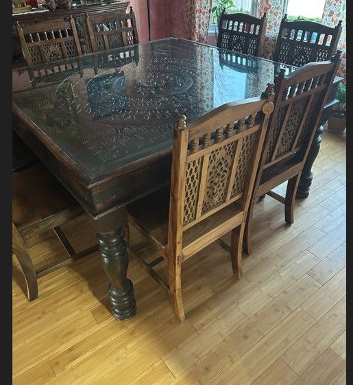 ONE-OF-A-KIND HAND-CARVED AFRICAN DINING SET – HEIRLOOM PIECE