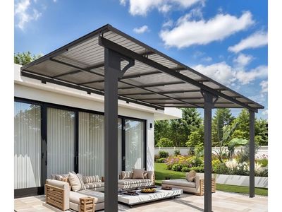 AECOJOY 10' x 14' Adjustable Height Outdoor Lean to Gazebo Pergola for Patio