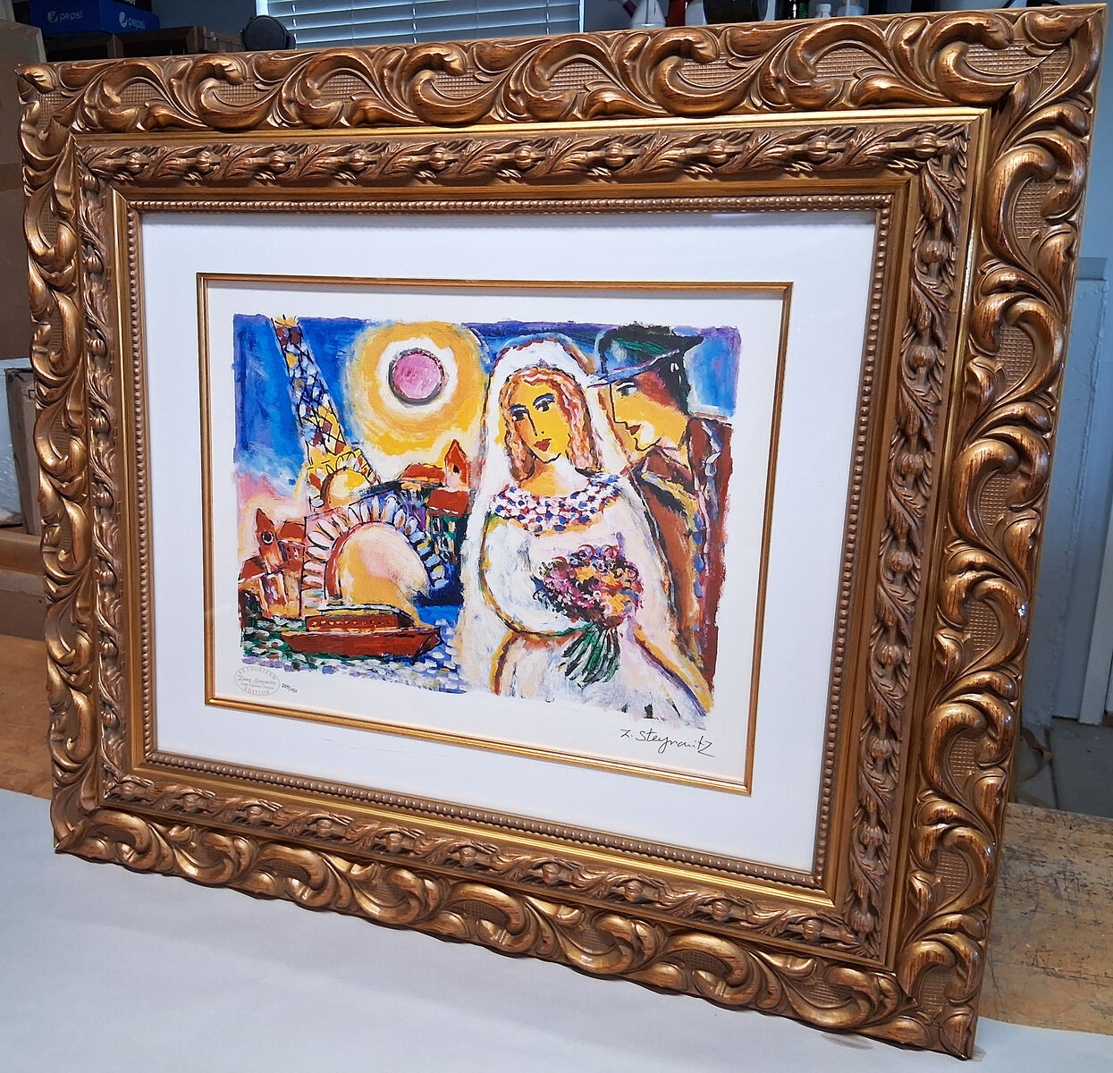 Zamy Stynavitz "Wedding Vows by the River" Gold Framed Print