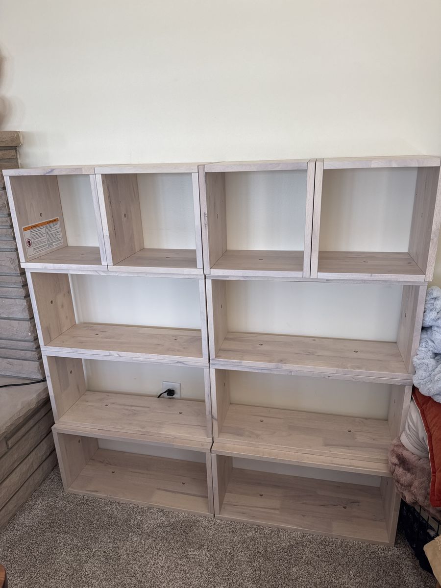 Modular Cube Storage Shelf Unit - Versatile Light Wood Organizer