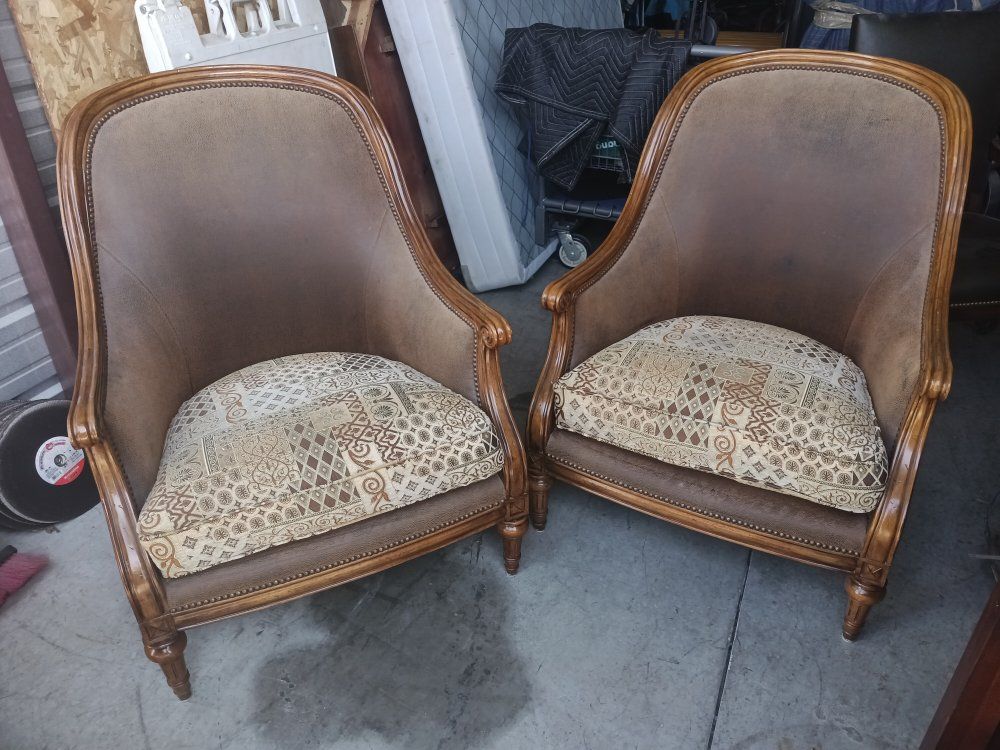 leather chairs pair