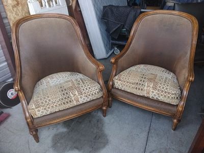 leather chairs pair