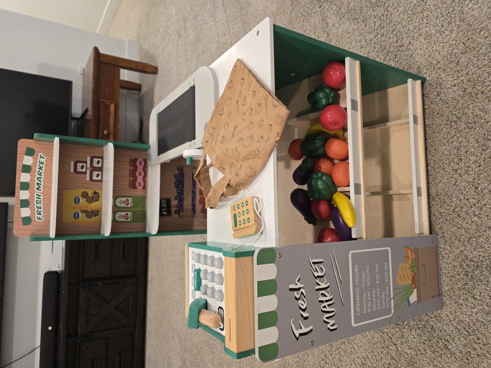Kids Play Grocery Store with food & cash register