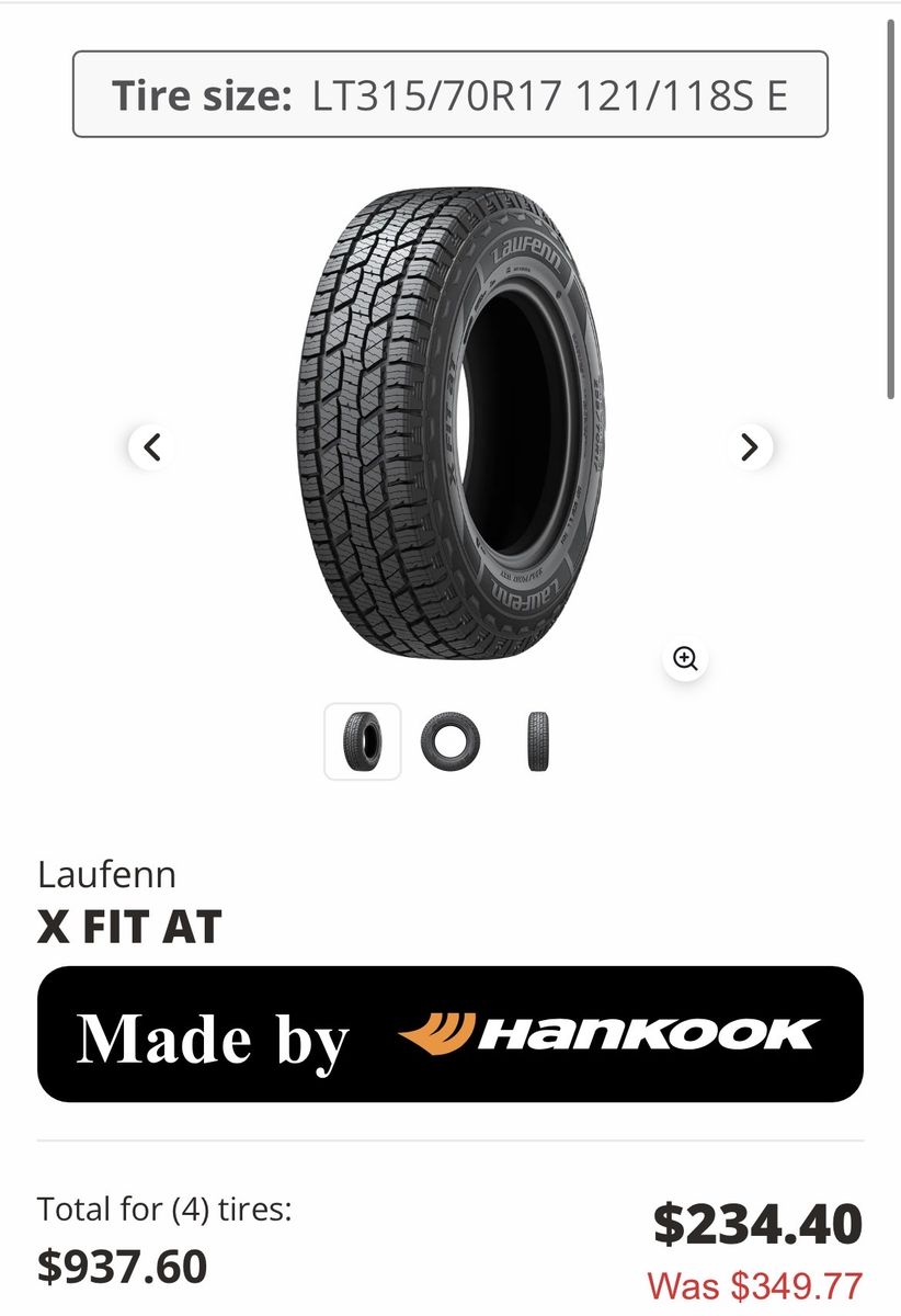 315/70/17 LAUFENN (HANKOOK) X FIT AT
