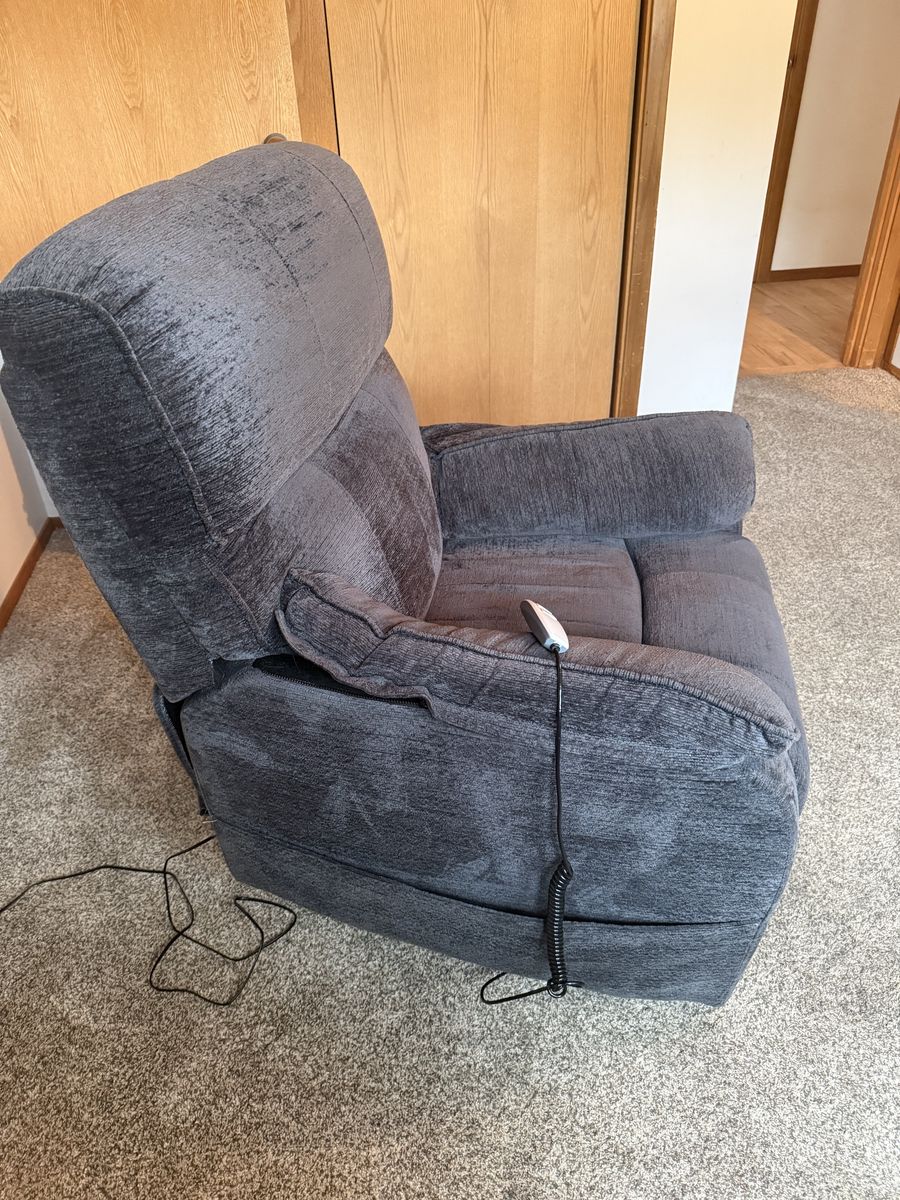 Power Electric Recliner Sit-to-Stand Lift Chair - Blue/Grey Textured Fabric