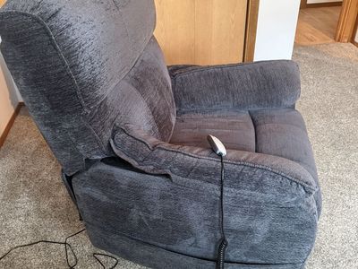 Power Electric Recliner Sit-to-Stand Lift Chair - Blue/Grey Textured Fabric