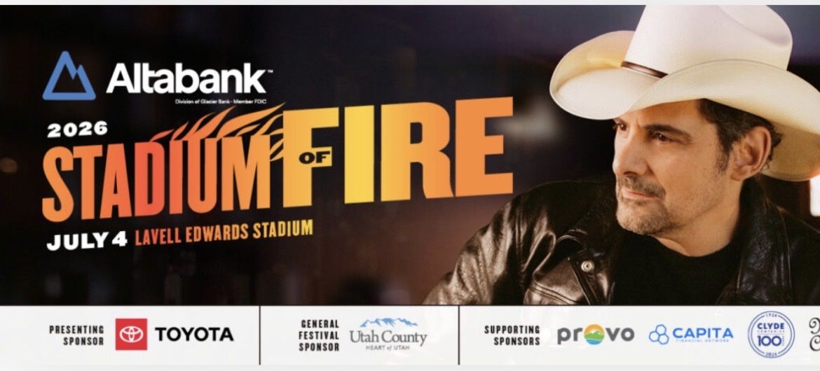 2026 Stadium of Fire Tickets - Brad Paisley - 4 Seats Sec 127, Row 27 - Lavell Edwards Stadium