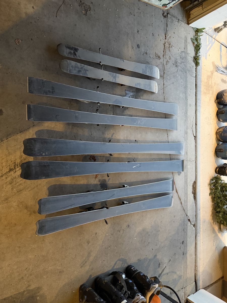 1 Rossignol (150) and 2 Pairs of Solomon (140, 165) Skis – Adult – (kids skis for free)