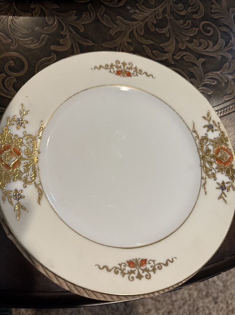 Old Plates Raised Golden Decoration From 1920-1940