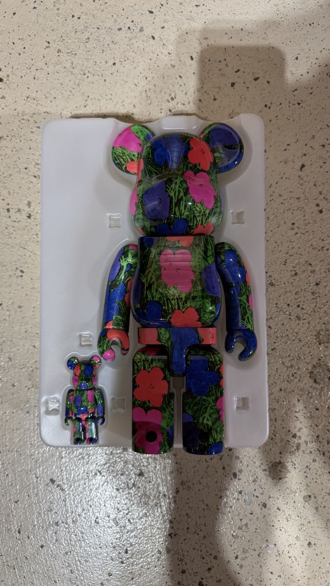 Bearbrick Andy Warhol Flowers 100% & 400% Figure Set with Original Packaging