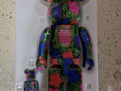 Bearbrick Andy Warhol Flowers 100% & 400% Figure Set with Original Packaging